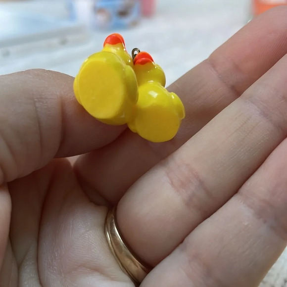 .5 inch plastic WHIMSICAL “rubber duckie” dangle fishhook earrings. Hang 1.5” - Picture 5 of 8